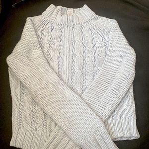 Mock neck full zip knitted sweater